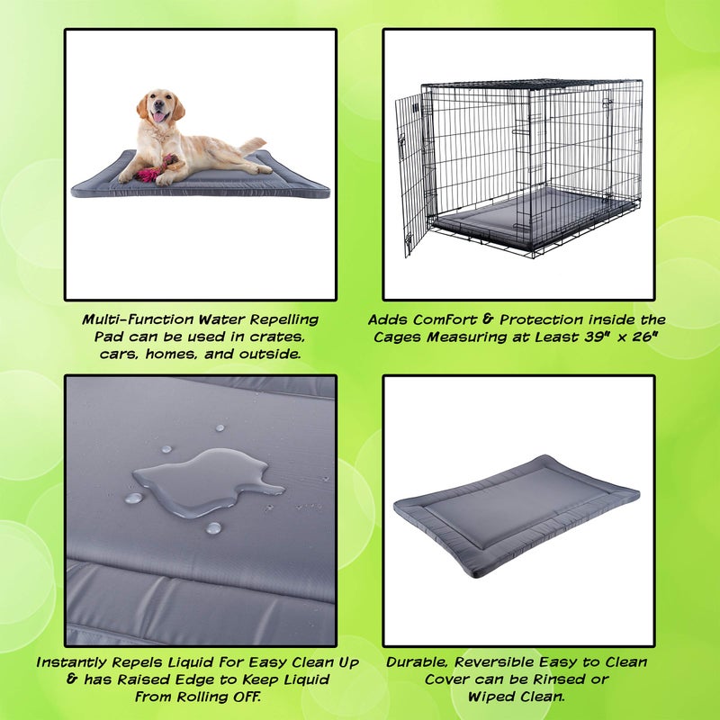 Petmaker Waterproof Dog Bed - 38.75x25 Large Dog Bed with Raised Edge - Easy-to-Clean Multi-Purpose Crate Mat for Home and Car Travel (Gray) - Image 4